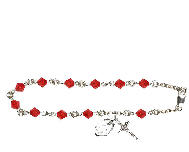5mm Ruby Swarovski Rundell-Shaped Rosary Bracele