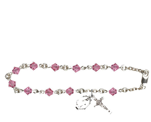 5mm Rose Swarovski Rundell-Shaped Rosary Bracele