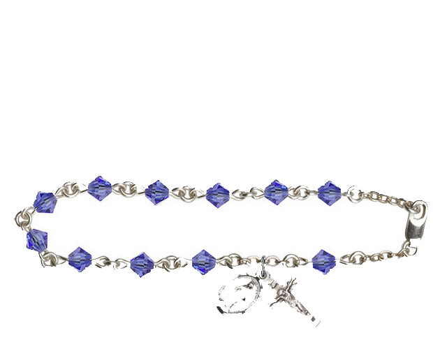 5mm Sapphire Swarovski Rundell-Shaped Rosary Bra