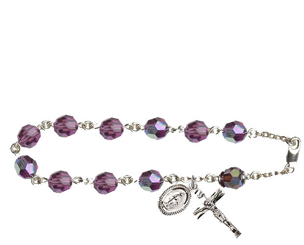 8mm Amethyst Swarovski, Capped Our Father Aurora