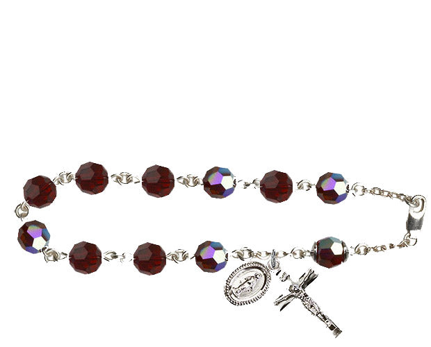 8mm Garnet Swarovski, Capped Our Father Aurora Bo