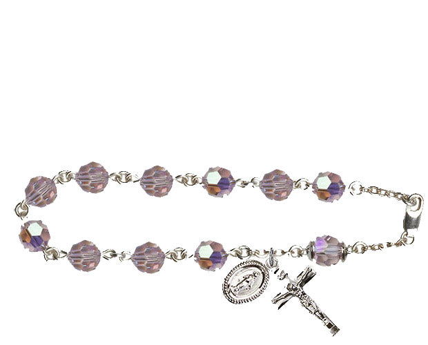 8mm Light Amethyst Swarovski, Capped Our Father A