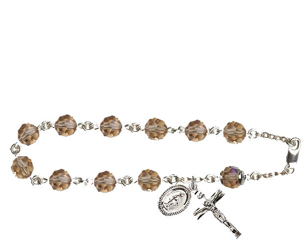 8mm Topaz Swarovski, Capped Our Father Aurora Bor