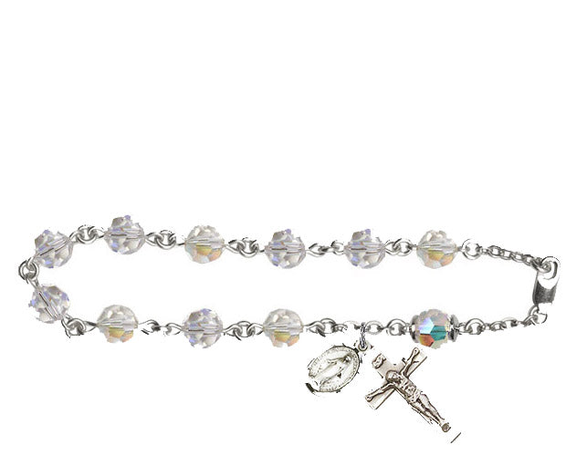 7mm Crystal Swarovski, Capped our Father Rosary