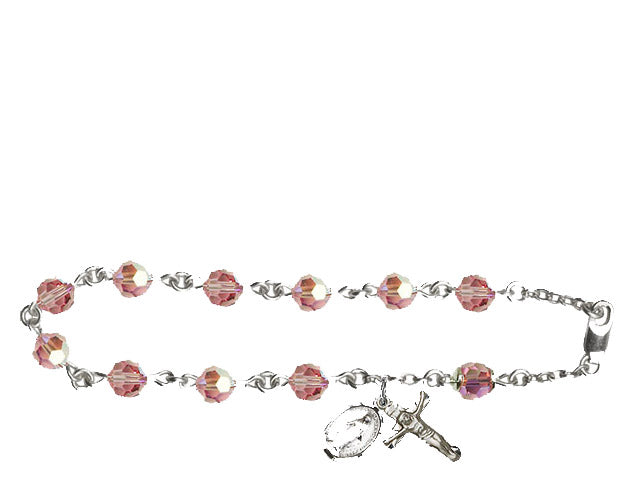 6mm Light Rose Swarovski, Austrian Tin Cut Aurora