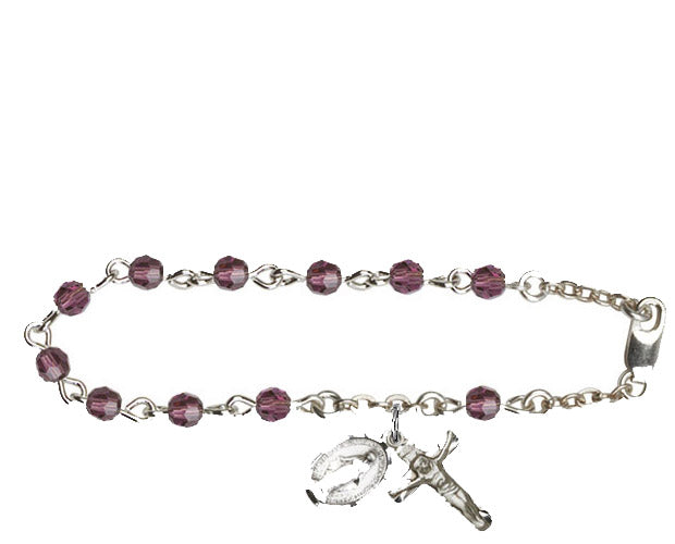 4mm Amethyst Swarovski Rosary Bracelet
