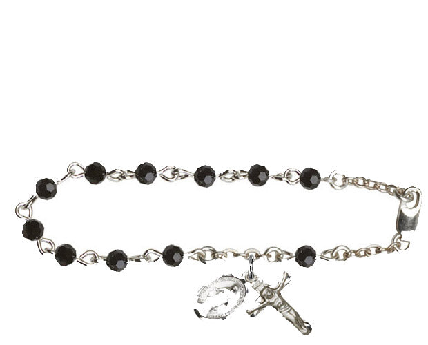 4mm Black Swarovski Rosary Bracelet