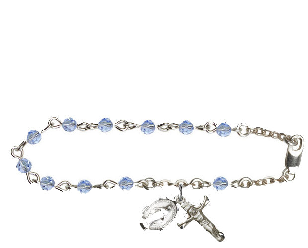 4mm Light Sapphire Swarovski Rosary Bracelet