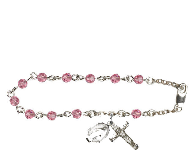 4mm Rose Swarovski Rosary Bracelet
