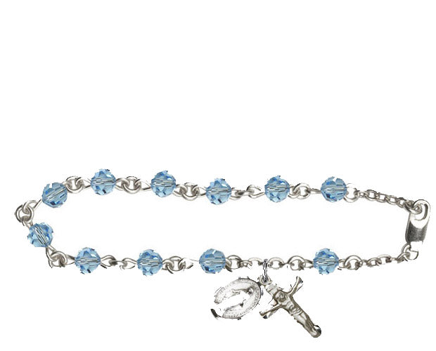 5mm Aqua Swarovski Rosary Bracelet