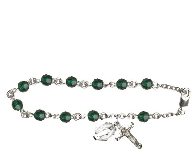 5mm Emerald Swarovski Rosary Bracelet
