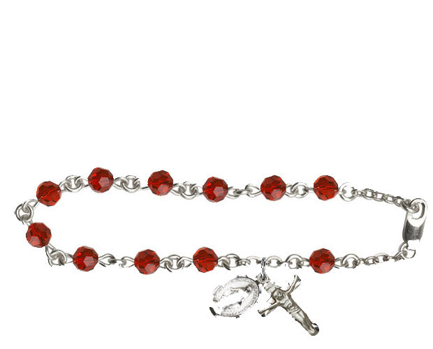 5mm Garnet Swarovski Rosary Bracelet