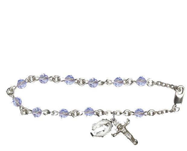 5mm Light Sapphire Swarovski Rosary Bracelet