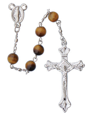 Tiger Eye Miraculous Medal Rosary