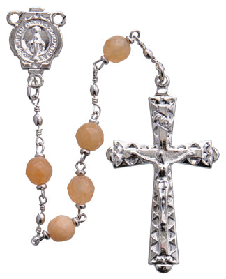 Gold Jade Round Rosary