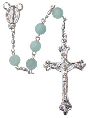 Green Jade Miraculous Medal Rosary