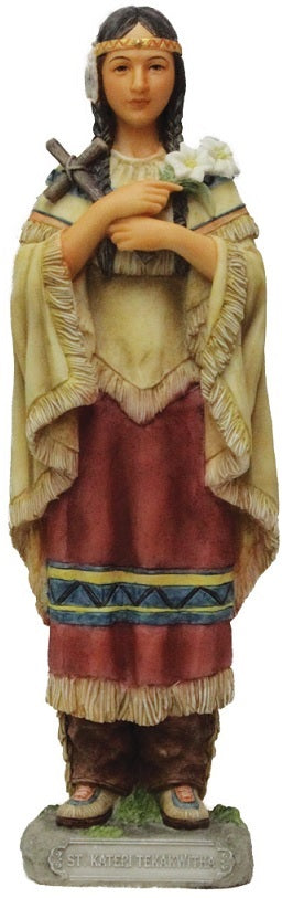 St Kateri Tekakwitha Statue 8" Full Color