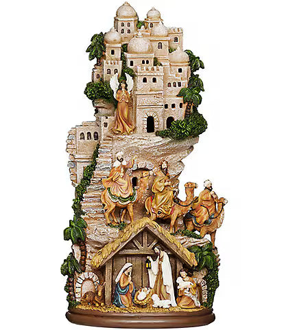 17" Lighted Stairs Nativity Scene
