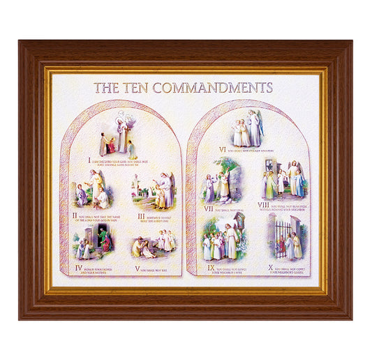Ten Commandments Dark Walnut Framed Art