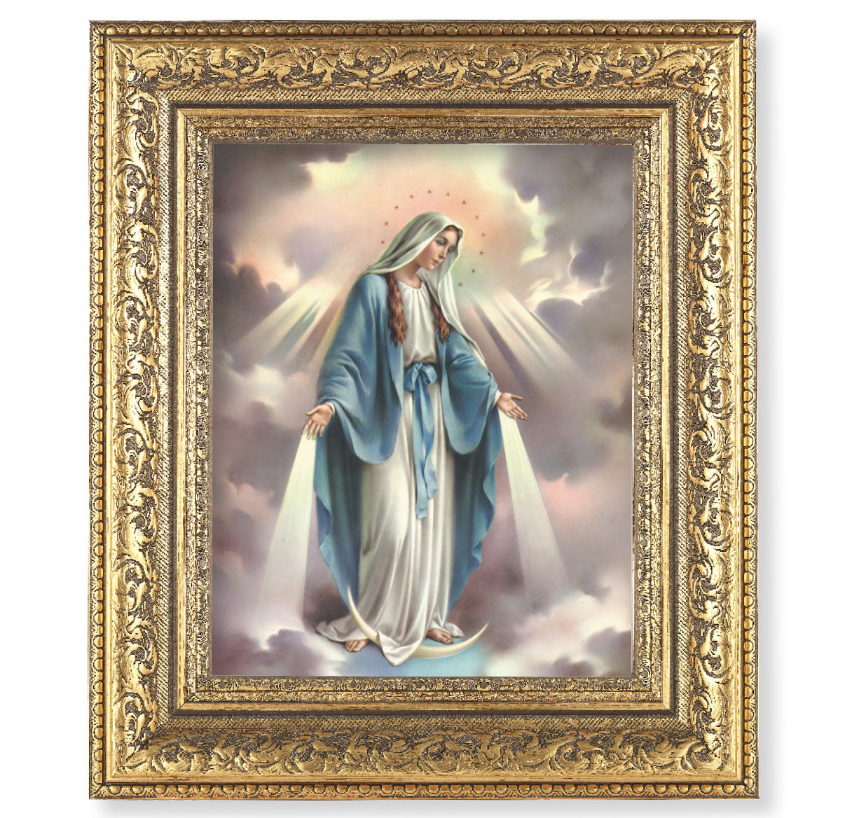Our Lady of Grace Gold-Leaf Antique Framed Art