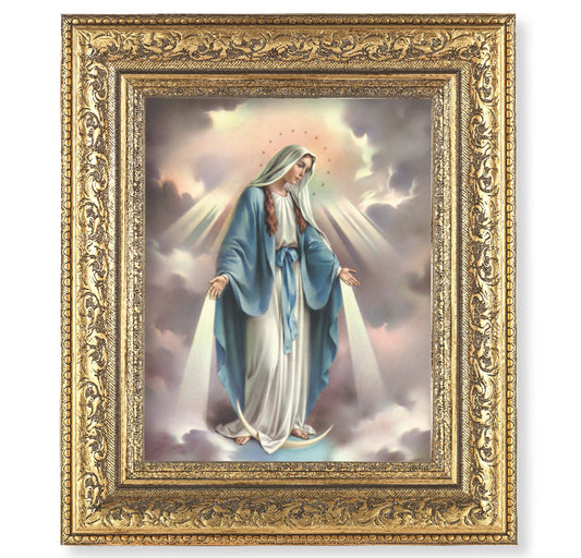 Our Lady of Grace Gold-Leaf Antique Framed Art