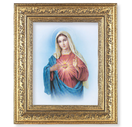 Immaculate Heart of Mary Gold-Leaf Antique Framed Art