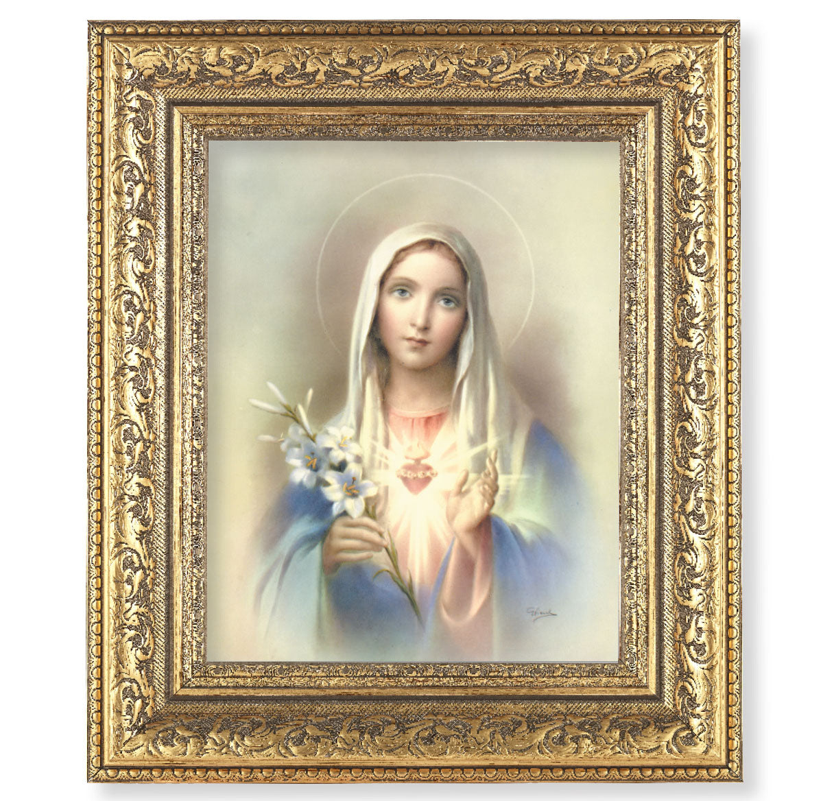 Immaculate Heart of Mary Gold-Leaf Antique Framed Art