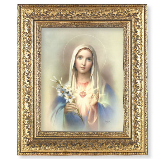 Immaculate Heart of Mary Gold-Leaf Antique Framed Art
