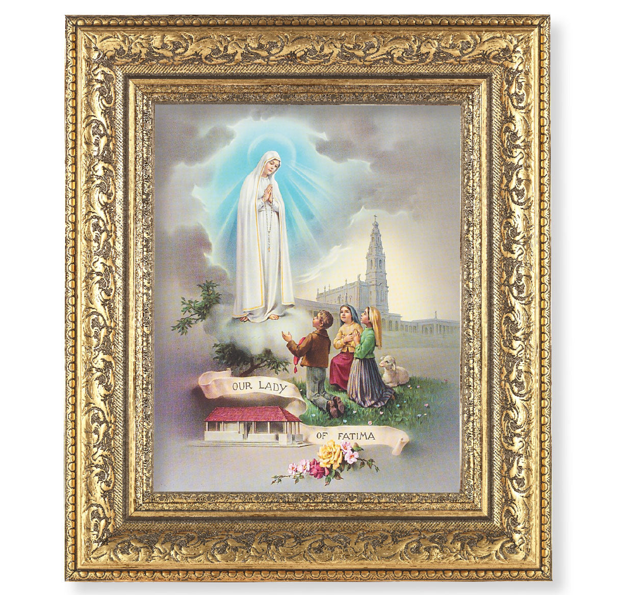 Our Lady of Fatima Gold-Leaf Antique Framed Art