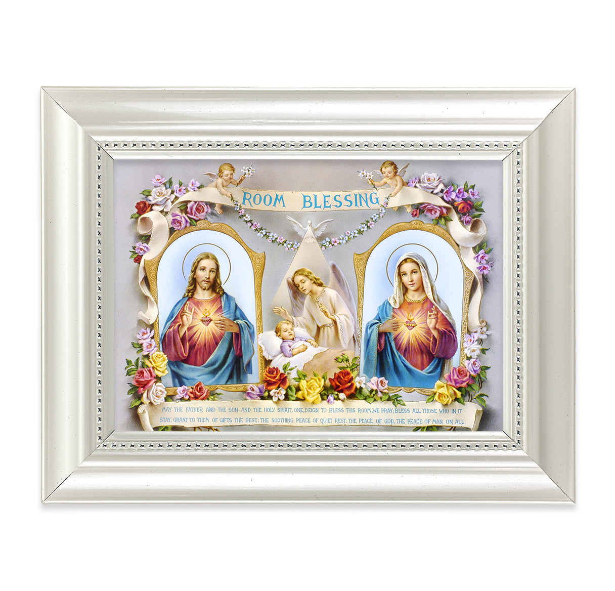 Baby Room Blessing Pearlized White Framed Art