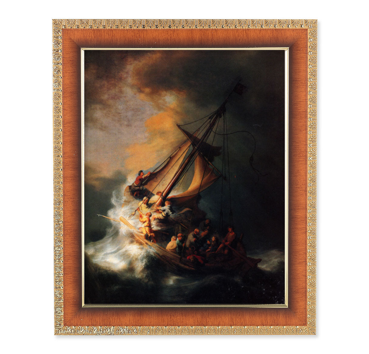 The Storm on the Sea of Galilee Natural Tiger Cherry Framed Art