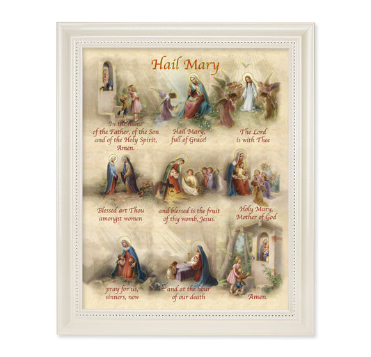 Hail Mary Pearlized White Framed Art