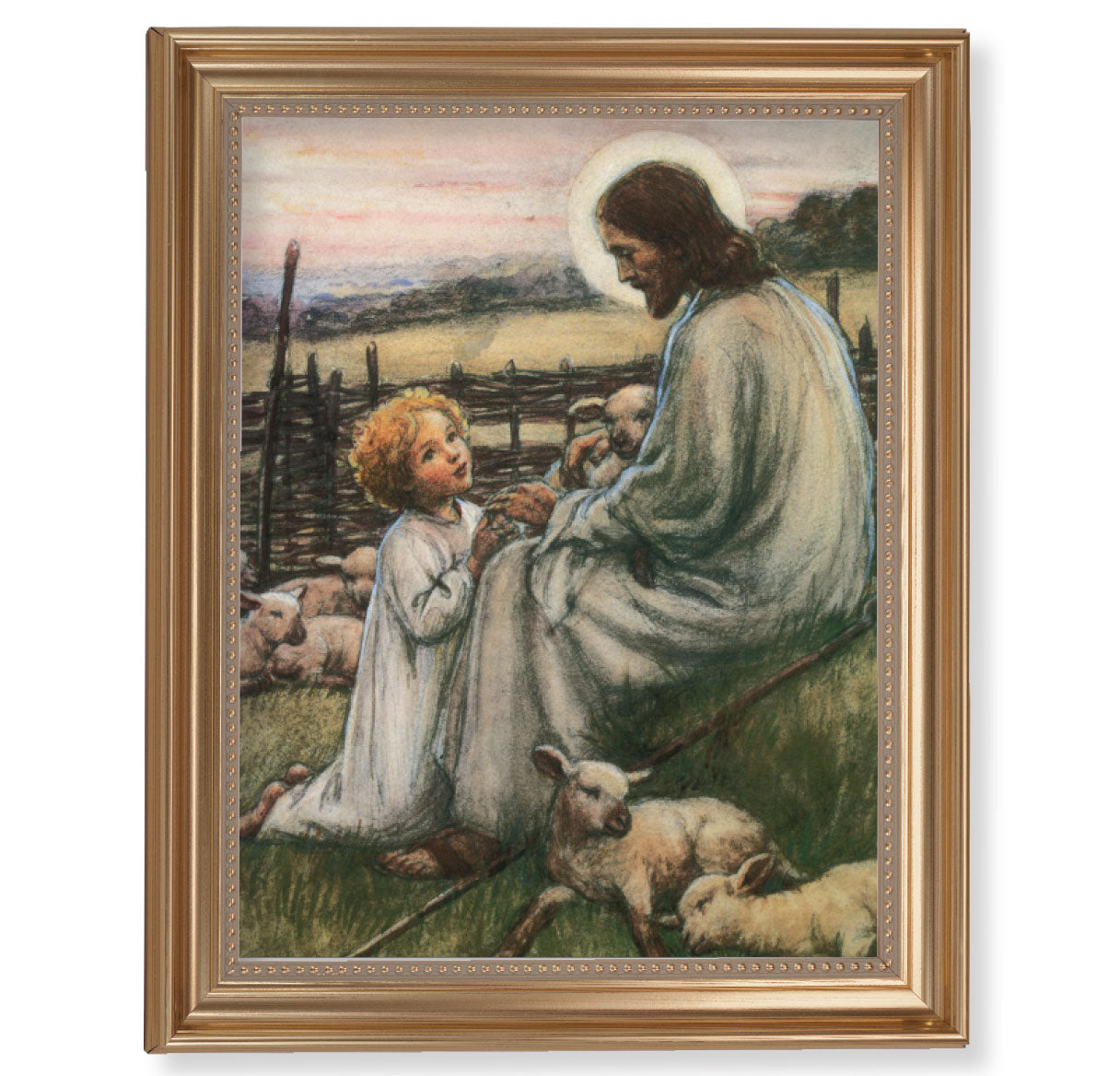 Jesus the Good Shepherd Gold Framed Art