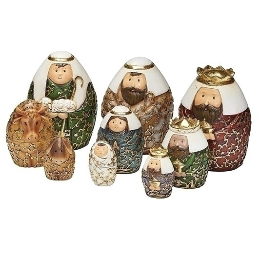 Nested Nativity – 9-Piece Set with Gold Leaf Finish