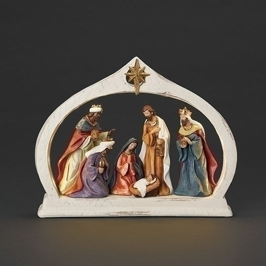 Nativity in Lighted Arch 10" – Traditional Coloring