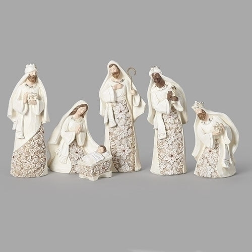 6-Piece Nativity Set 7" – Poinsettia Pattern