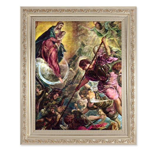 Battle of Archangel St. Michael Antique Silver Framed Art