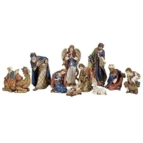 Ornate Nativity Set, 10 pieces, 4-19 inches