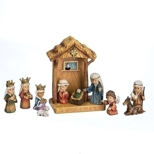 Nativity Set, Depicts Children in Nativity Pagent, 11 Pieces, 8 inches