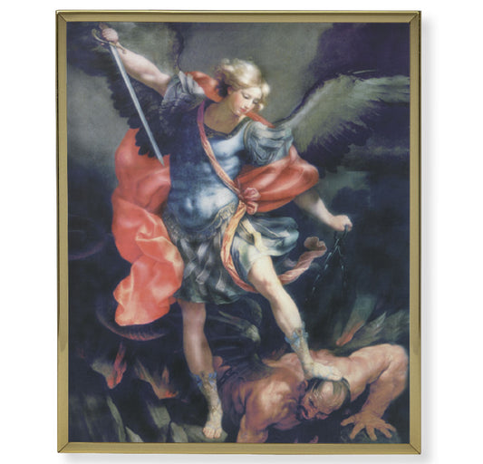 St. Michael Gold Framed Plaque Art