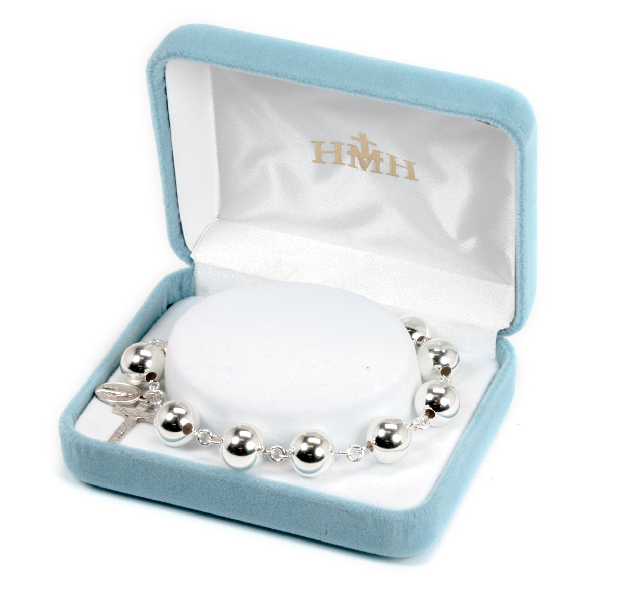 Round Shape Sterling Silver Rosary Bracelet