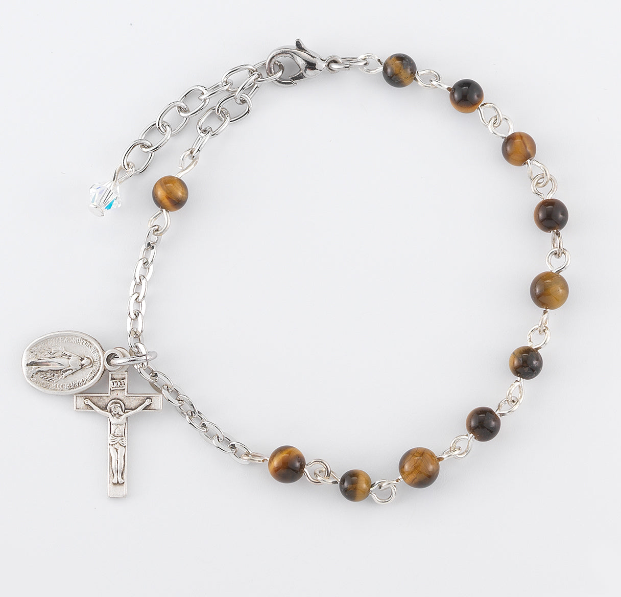 Genuine Tiger Eye Round Rosary Bracelet