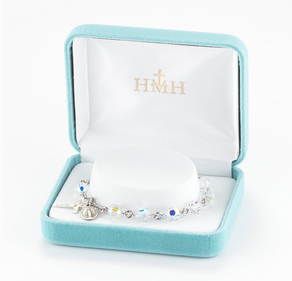 Rosary Bracelet Created with 7mm Aurora Borealis Finest Austrian Crystal Round Beads by HMH