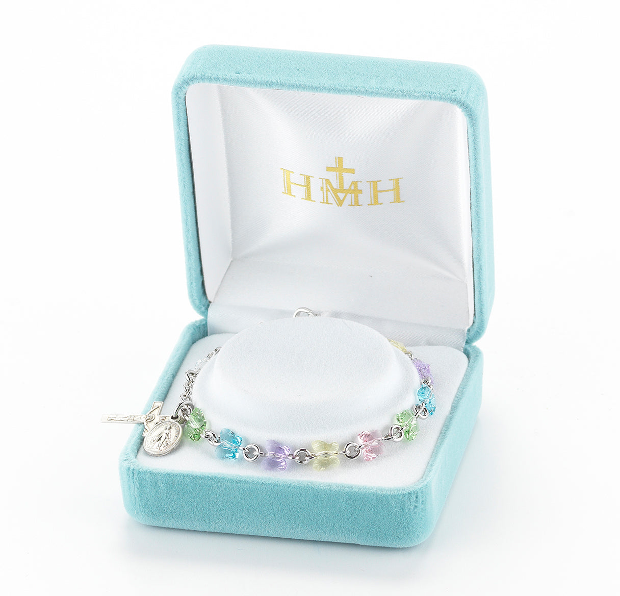 Rosary Bracelet Created with 6mm Multi-Color Finest Austrian Crystal Butterfly Beads by HMH