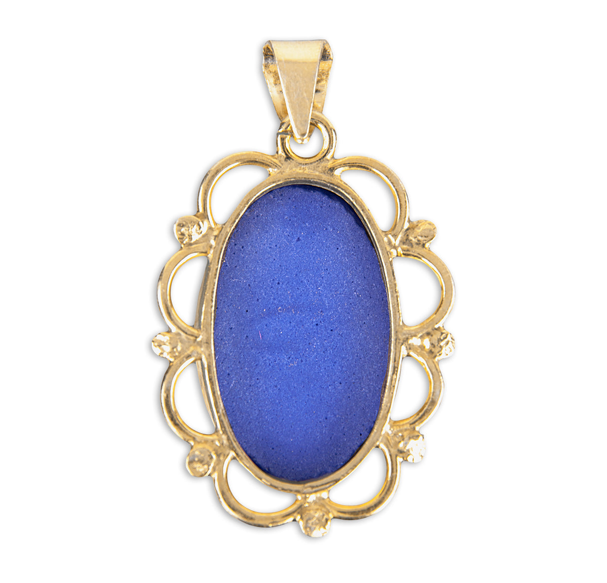 Dark Blue Gold Over Sterling Silver Cameo Miraculous Medal