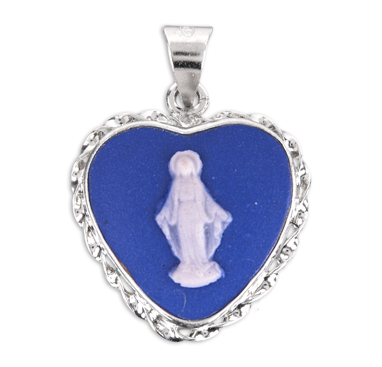 Light Blue Sterling Silver Cameo Miraculous Medal