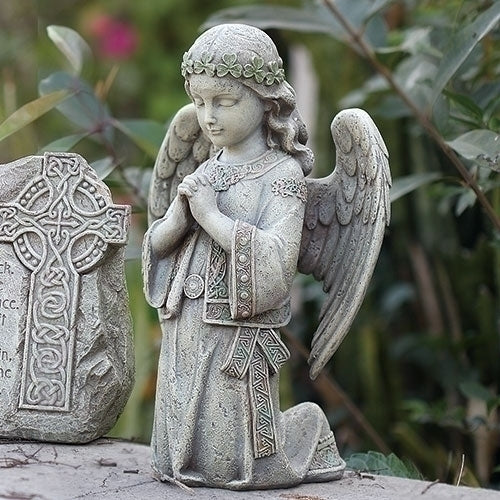 Celtic Kneeling Angel Garden Statue 12.25"