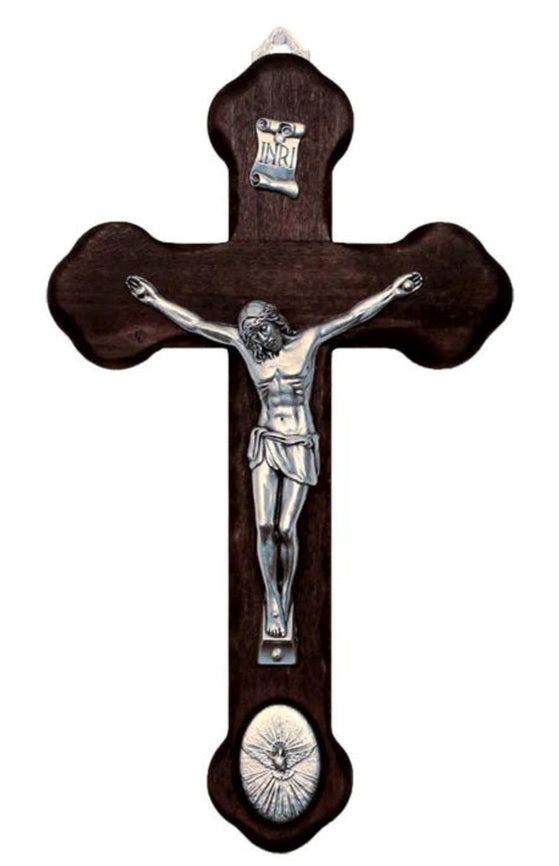 Wood Crucifix and Holy Spirit Medallion