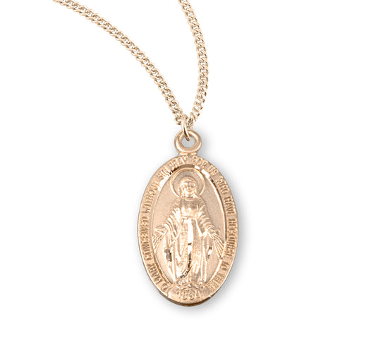 Gold Over Sterling Silver Oval Miraculous Medal