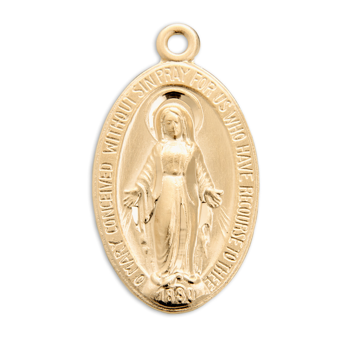 Gold Over Sterling Silver Oval Miraculous Medal